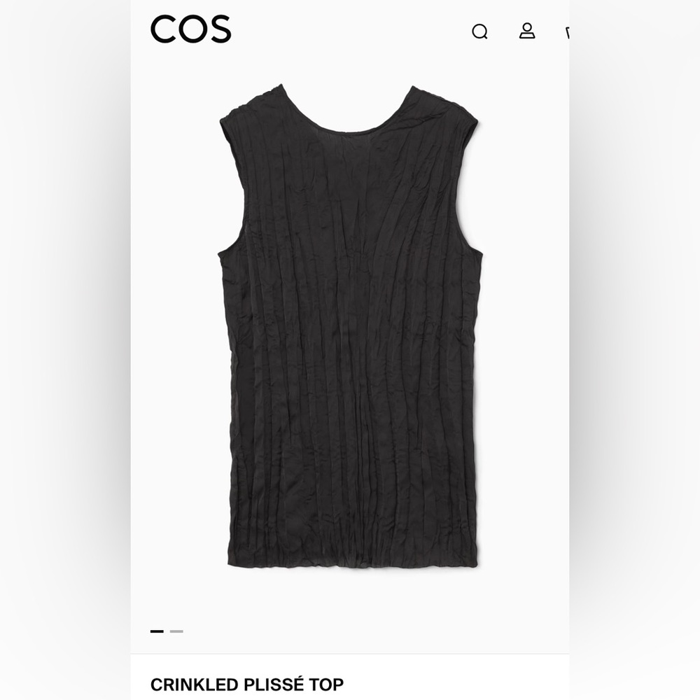 COS Crinkled Plissé Sleeveless Top Black